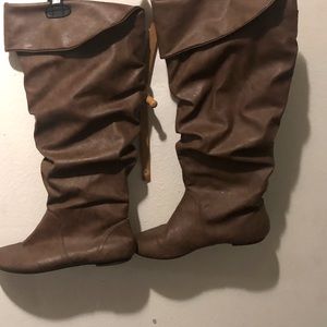 Wide calf slouch boots